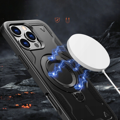 Заштитна маска Hybrid Armor Trendy за iPhone 16 Pro, MagSafe, црна