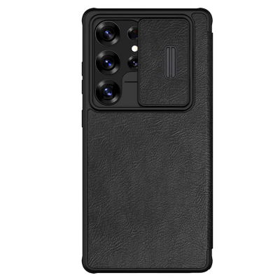 Капак Nillkin QIN Pro за Samsung Galaxy S25 Ultra S25 Plus, капак со лизгач за камера, џеб за картички, црн