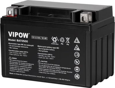 Bateri motoçiklete Vipow YTX9-BS, 12V, 8Ah, e zezë