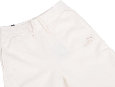 Спортски панталони Puma ESS+ Embroidery High-Waist FL W, висок струк, за жени, крем боја
