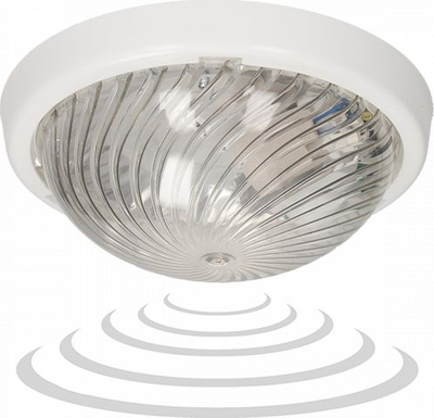 Plafonjer ndriçimi 7070T ALFA MS PL, me sensor lëvizje me mikrovalë, 75W E27, IP44, e bardhë