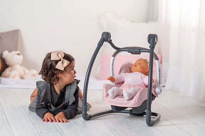 Ulëse makine për kukulla Smoby Maxi-Cosi 3 në 1, karrige ngrënieje, lëkundëse, rozë e hapur