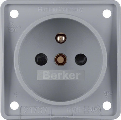 Prizë Hager Integro Flow, 1x Schuko, 16A 250V, gri
