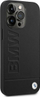 Mbrojtëse telefoni BMW iPhone 14 Pro Hot Stamp Metal Logo, lëkurë, Qi, e zezë