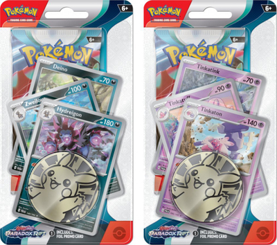 Paketë letra Pokemon TCG Paradox Rift Premium Checklane Blister, booster Scarlet &amp; Violet, monedhë metalike