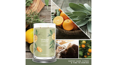 Qiri Yankee Candle Sage &amp; Citrus Signature Large Tumbler, 567g, me aromë barishte e agrume, jeshil