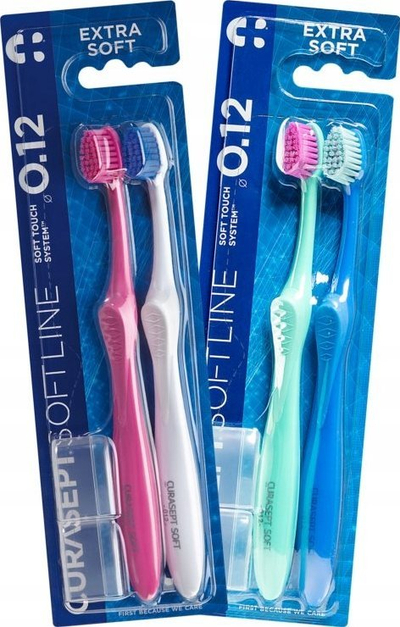 Furçë dhëmbësh Curasept Softline 0.12 Extra Soft, set 2 copë, shumë e butë