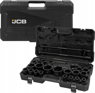 Set çelësash goditës JCB 68262 5MPB, 3/4" dhe 1", 26 copë, i zi