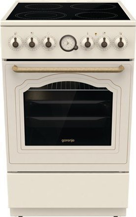 Електричен шпорет Gorenje GECS5B70CLI, рерна 70L, керамички плотни, слонова коска