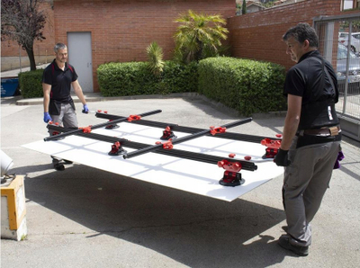 Sistem për me çu pllaka Rubi SLAB TRANS HEAVY DUTY N, 3600 mm, 6 kupa thithëse, i kuq e zi