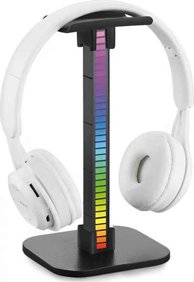 Држач за слушалки Mozos D11, RGB, пластика, Црна