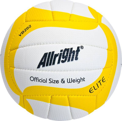 Top volejbolli Allright Elite VB202, madhësi zyrtare, lëkurë sintetike, bardh e verdh