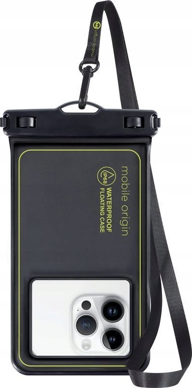 Këllëf uji për telefon Mobile Origin Waterproof Floating Case 6.5", IPX8, i zi me jeshile