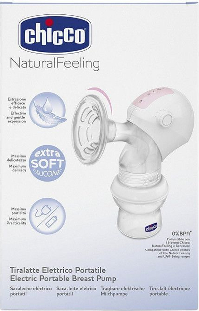 Pompë elektrike gjiri Chicco Natural Feeling 23283, mban mend cilësimet, punon dhe me bateri, e bardhë