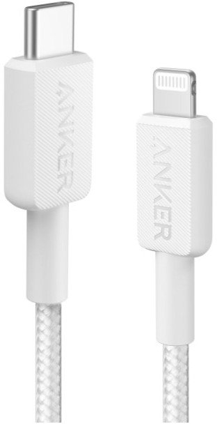 Kabllo karikimi Anker A81B5G21, USB-C në Lightning, 0.9m, 480 Mbps, e bardhë