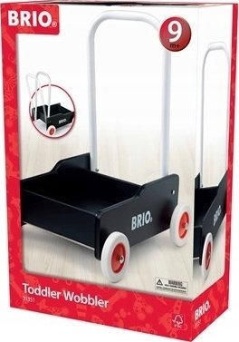 Karrocë ecjeje druri BRIO Toddler Wobbler, rrota që rregullohen, 9+ muajsh, e zezë