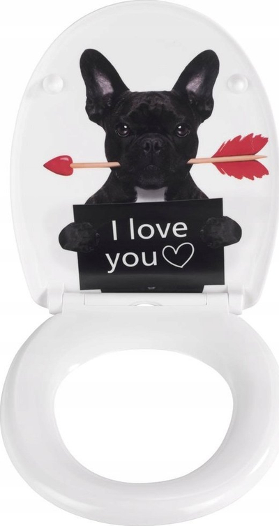 Ule tualeti Popgear Guilty Dog, duroplast, mbyllje e butë, me shumë ngjyra