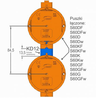 Kuti për instalime elektrike Sorplex p60 mm, e thellë, seri, S60DF