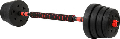 Set hantelash Funfit Bituminous, 2 x 15kg, i zi e kuqe