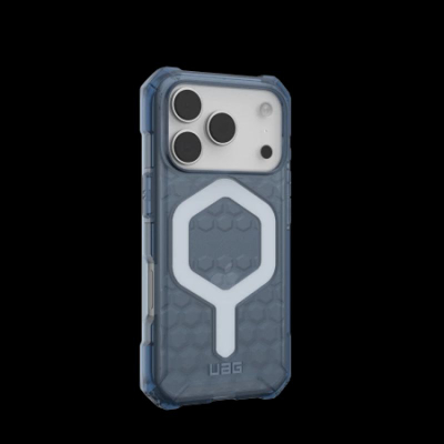 Kapotë telefoni UAG Essential Armor MagSafe për iPhone 17 Pro, mban mirë nga goditjet, blu transparente