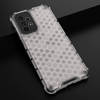 Këllëf Honeycomb për Samsung Galaxy A73, hibrid TPU + PC, kundra goditjeve, i zi transparent