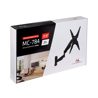 Mbajtëse TV Maclean MC-784, 32-55", 22kg, VESA, Gas Spring, e zezë