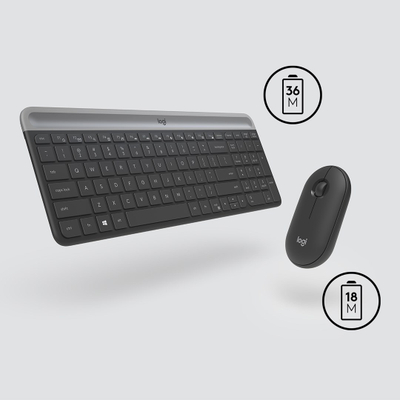 Set tastierë dhe maus Logitech MK470, 2.4 GHz, 1000 DPI, të zeza
