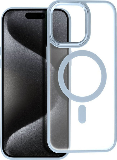Kuti Futera Matte Mag për iPhone 15 Pro Max, MagSafe, transparente blu