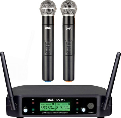 Set mikrofonësh wireless DNA KVM 2, 2 mikrofona dinamikë, UHF, i zi