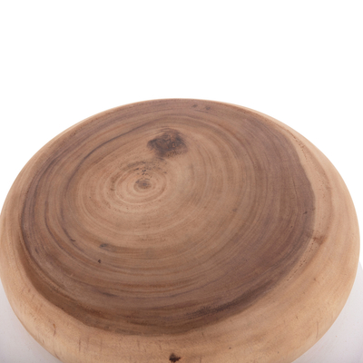 Tabure Mixelen Fiber Cement, dru teak, 45x46 cm, e bardhë