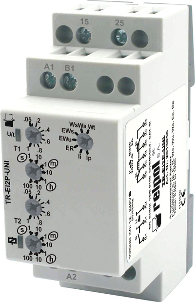 Rele kohore Relpol TR-EI2P-UNI, 2P 8A, 1s deri 100h, 12-240V AC DC
