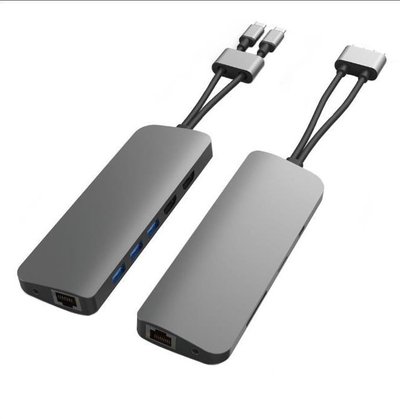 Hub USB C Targus HyperDrive VIPER 10 in 2 HD392, 2x USB C, 4K 60Hz, gri metalik