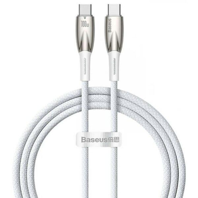 Kabllo karikimi Baseus Glimmer CADH000702, USB C në USB C, 100W, 1m, e bardhë