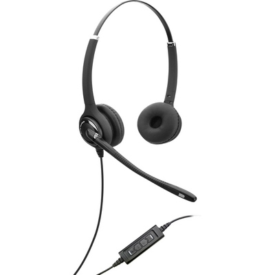 Kufje me mikrofon Axtel Elite HDvoice MS Duo NC, USB Type A, me fill, e zezë argjendi