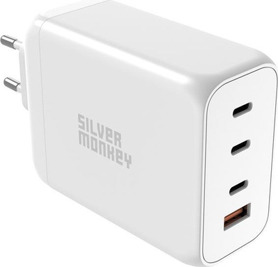 Karikues muri Silver Monkey SMA154, 200W GaN, 3xUSB C PD, i bardhë