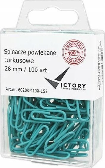 Kapëse letrash Victory Office, 28mm, 100 copë, pastel turquoise