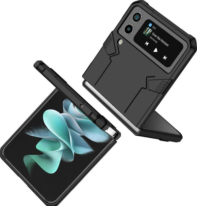 Mbulesë telefoni Mecha për Samsung Galaxy Z Flip 3 5G, me unazë, mbrojtëse, e zezë
