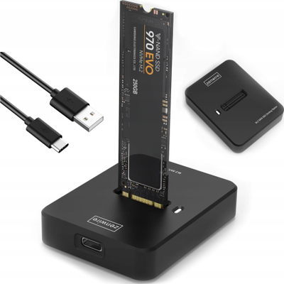 Adaptues për SSD M.2 NVMe SATA, USB C, 10Gbps, i zi