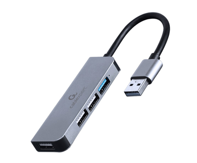USB Hub Gembird UHB-U3P1U2P3-01, 4 porta (1x USB 3.1, 3x USB 2.0), i argjendtë