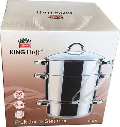 Shtrydhëse me avull KingHoff KH-3302, 8L, 26cm, çelik inox