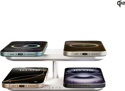 Karikues wireless ZENS Quattro Charger Pro 4, 15W, magnetik, i bardhë