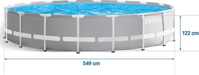 Pishinë mbi tokë Intex Prism Frame 26732, rrumbullake 549x122cm, me set aksesorësh, gri