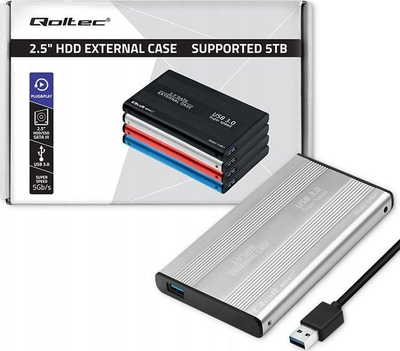 Kuti e jashtme Qoltec Bay Enclosure, për disk 2.5" SATA3, USB 3.0, ngjyrë argjendtë
