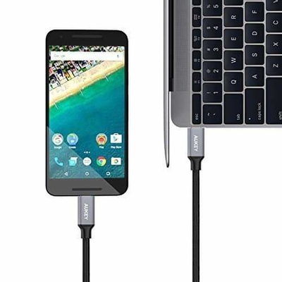 Kabllo Aukey, USB C / USB C, 1 m, e zezë