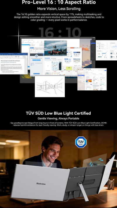 Monitor portativ Blackview DCM8 Dual Screen, 15.3", FHD 1920×1200, i zi