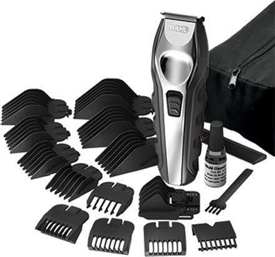 Trimer për mjekër Wahl Lithium Ion Total Beard, pa kabllo, set me krehra, argjendtë me të zezë