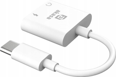 Adapter USB C në 3.5mm Akasa, dhe për audio dhe për karikim njëkohësisht, 15W, i bardhë