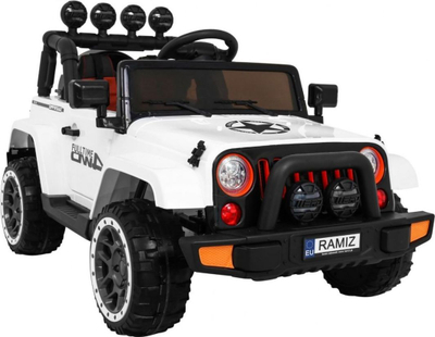 Makina elektrike për fëmijë Ramiz Full Time 4WD, 12V, xhip tereni, e bardhë