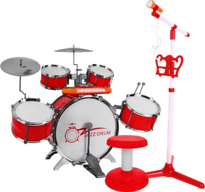 Bateri lodër Jazz Drum, me tastierë edhe mikrofon, 66 cm, e kuqe