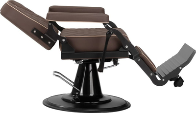 Karrige berberi Carlos Brown Barber Chair, e rregullueshme, lëkurë, kafe